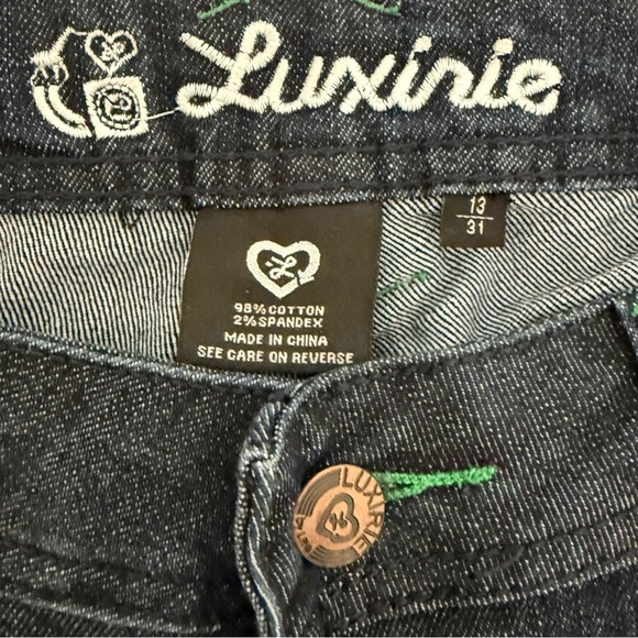 Luxinie Women's Boot Cut Jeans Green Accent Pockets - Picture 7 of 10